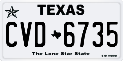 TX license plate CVD6735