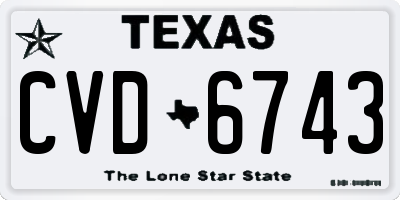 TX license plate CVD6743