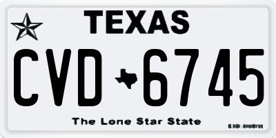 TX license plate CVD6745