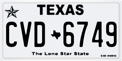 TX license plate CVD6749