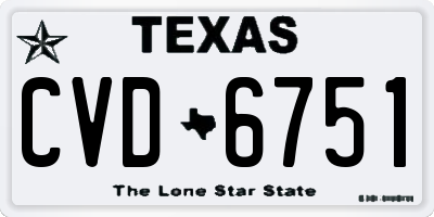 TX license plate CVD6751