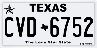 TX license plate CVD6752
