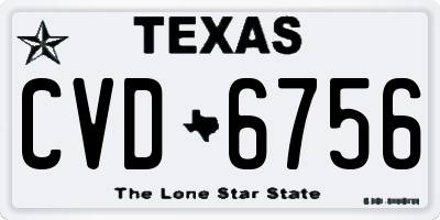 TX license plate CVD6756