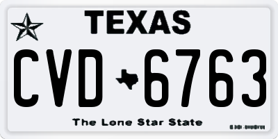 TX license plate CVD6763