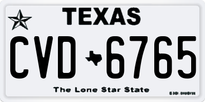 TX license plate CVD6765