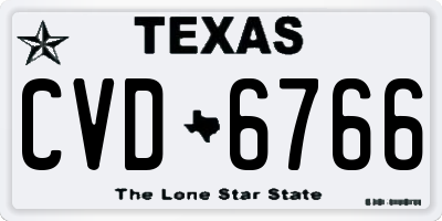 TX license plate CVD6766