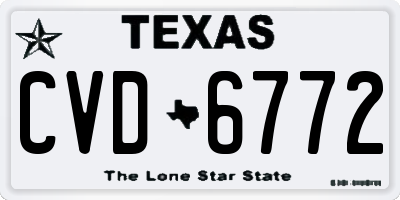 TX license plate CVD6772