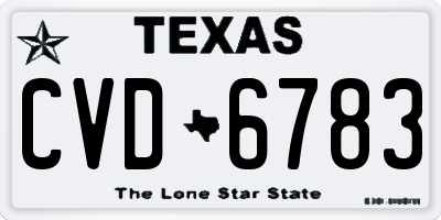 TX license plate CVD6783