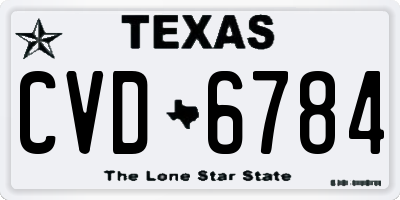 TX license plate CVD6784