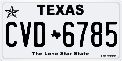 TX license plate CVD6785