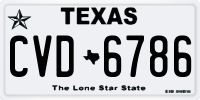 TX license plate CVD6786