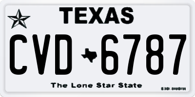 TX license plate CVD6787