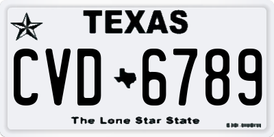 TX license plate CVD6789