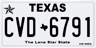 TX license plate CVD6791