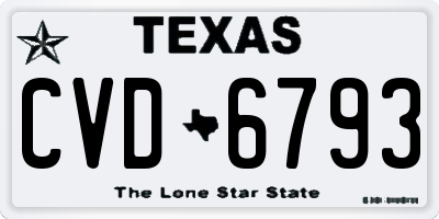 TX license plate CVD6793