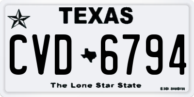 TX license plate CVD6794