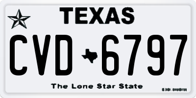 TX license plate CVD6797