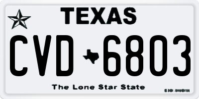 TX license plate CVD6803