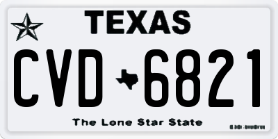 TX license plate CVD6821
