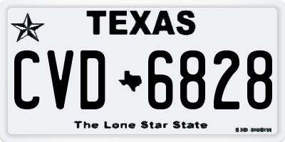 TX license plate CVD6828