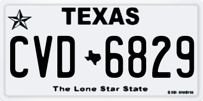 TX license plate CVD6829