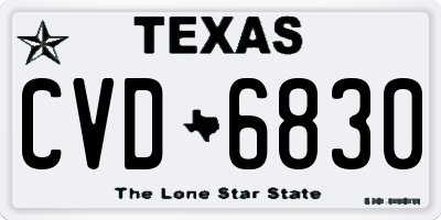 TX license plate CVD6830