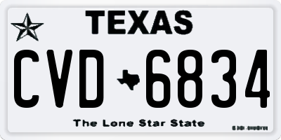 TX license plate CVD6834