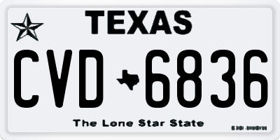 TX license plate CVD6836