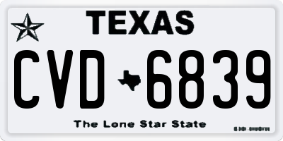TX license plate CVD6839