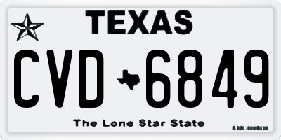 TX license plate CVD6849