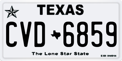 TX license plate CVD6859