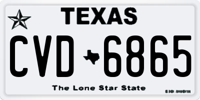 TX license plate CVD6865
