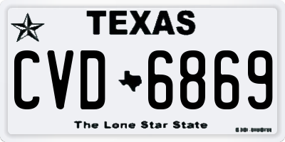 TX license plate CVD6869