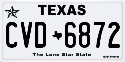 TX license plate CVD6872