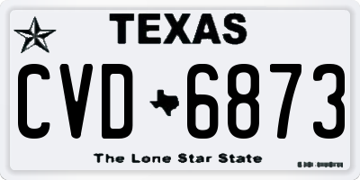 TX license plate CVD6873