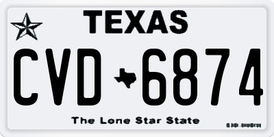 TX license plate CVD6874