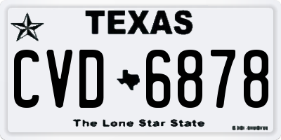 TX license plate CVD6878