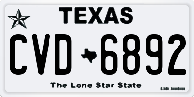 TX license plate CVD6892