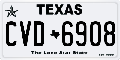 TX license plate CVD6908