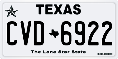 TX license plate CVD6922