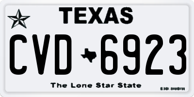TX license plate CVD6923