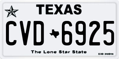 TX license plate CVD6925