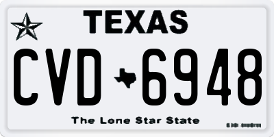 TX license plate CVD6948