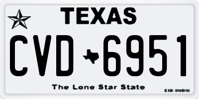 TX license plate CVD6951
