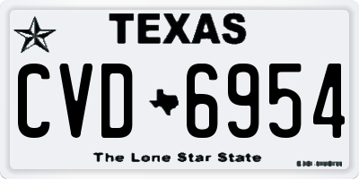 TX license plate CVD6954