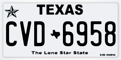 TX license plate CVD6958