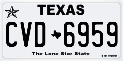 TX license plate CVD6959