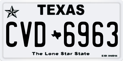 TX license plate CVD6963