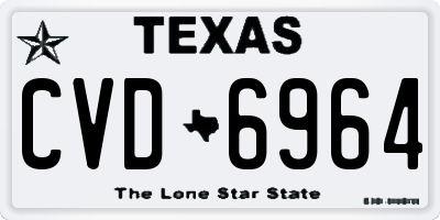 TX license plate CVD6964
