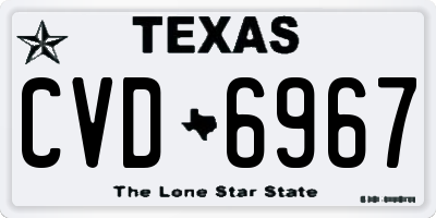 TX license plate CVD6967